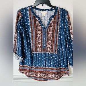 Like New - Style & Company Blouse, Printed Blue.